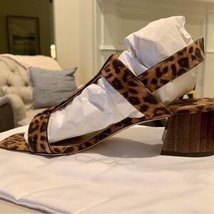 Jimmy Choo Leopard Suede Sandals size 39.5. Original box & duster NWT